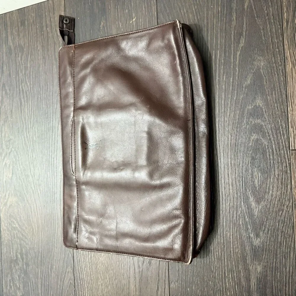 Vintage Rare YSL Yves Saint Laurent Brown Portfolio Briefcase Bag